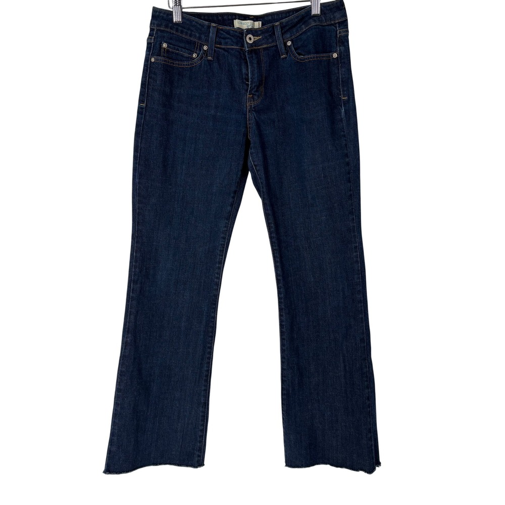 Y2K Levis 545 Low Boot Cut Jeans Dark Wash Raw Hem Flap Pocket Womens 10M